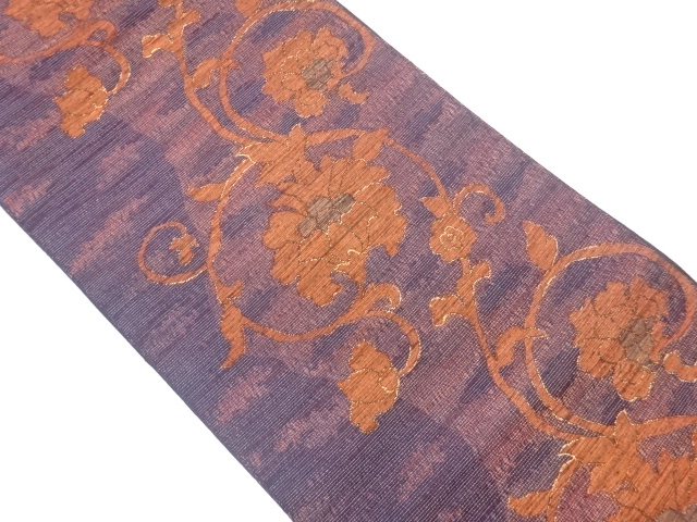 すくい織銀通し花唐草模様織出し名古屋帯